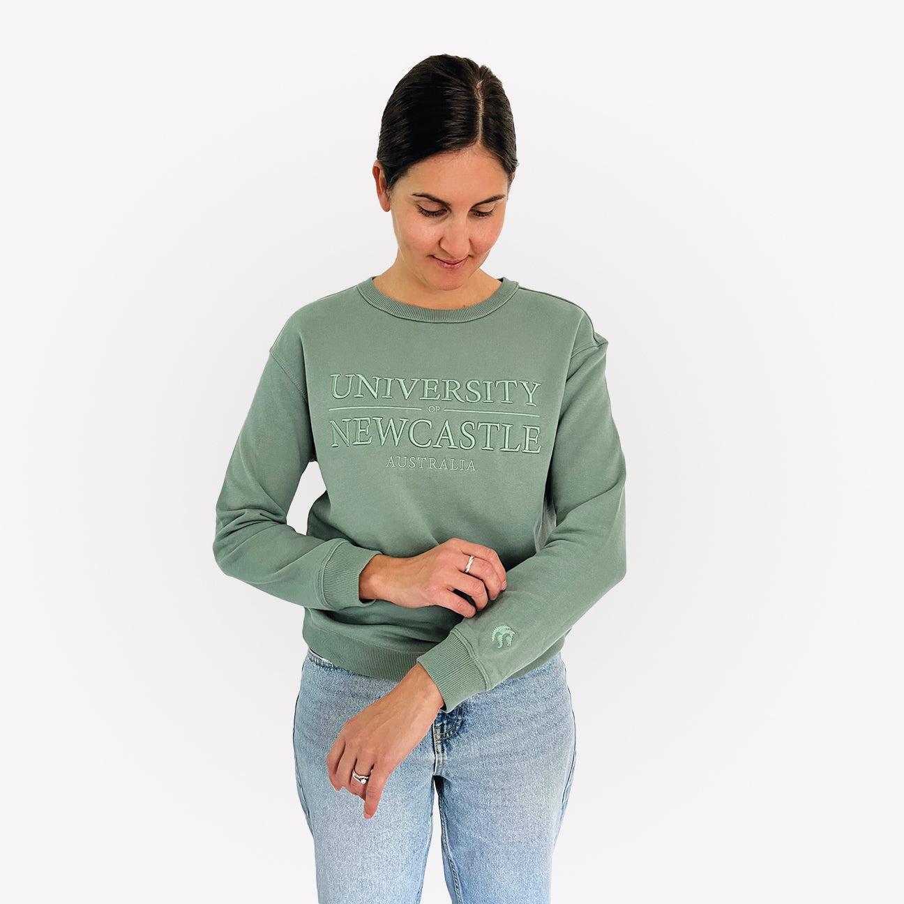 LADIES PREMIUM CREW SWEATER - SAGE