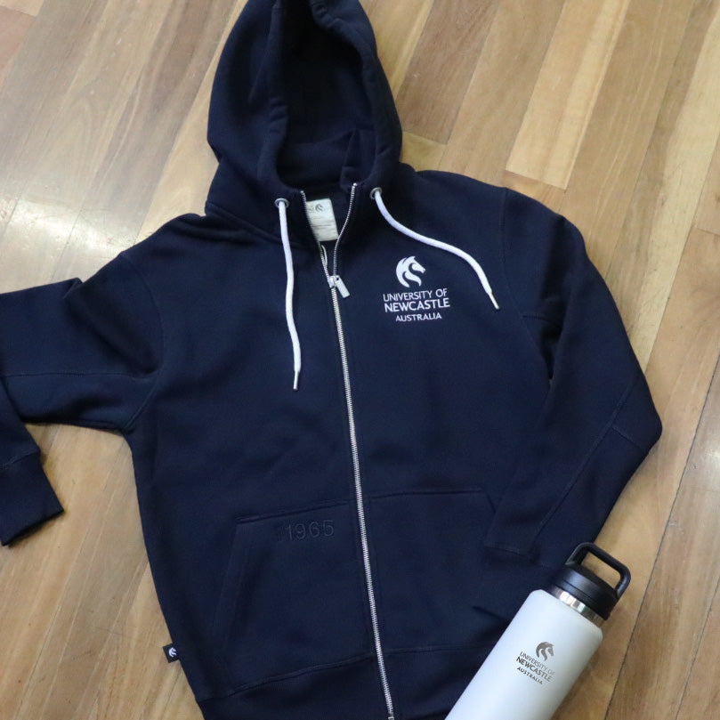 RENEW EMBROIDERED ZIP HOODIE - NAVY