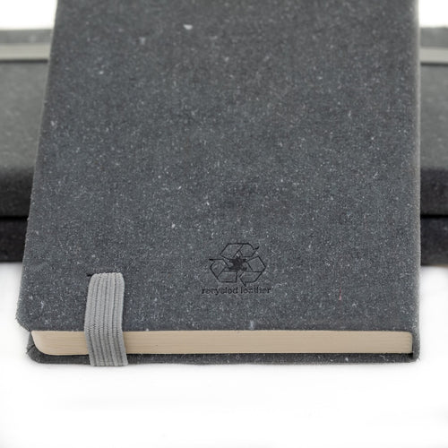 RECYCLED LEATHER POCKET NOTEBOOK - GREY