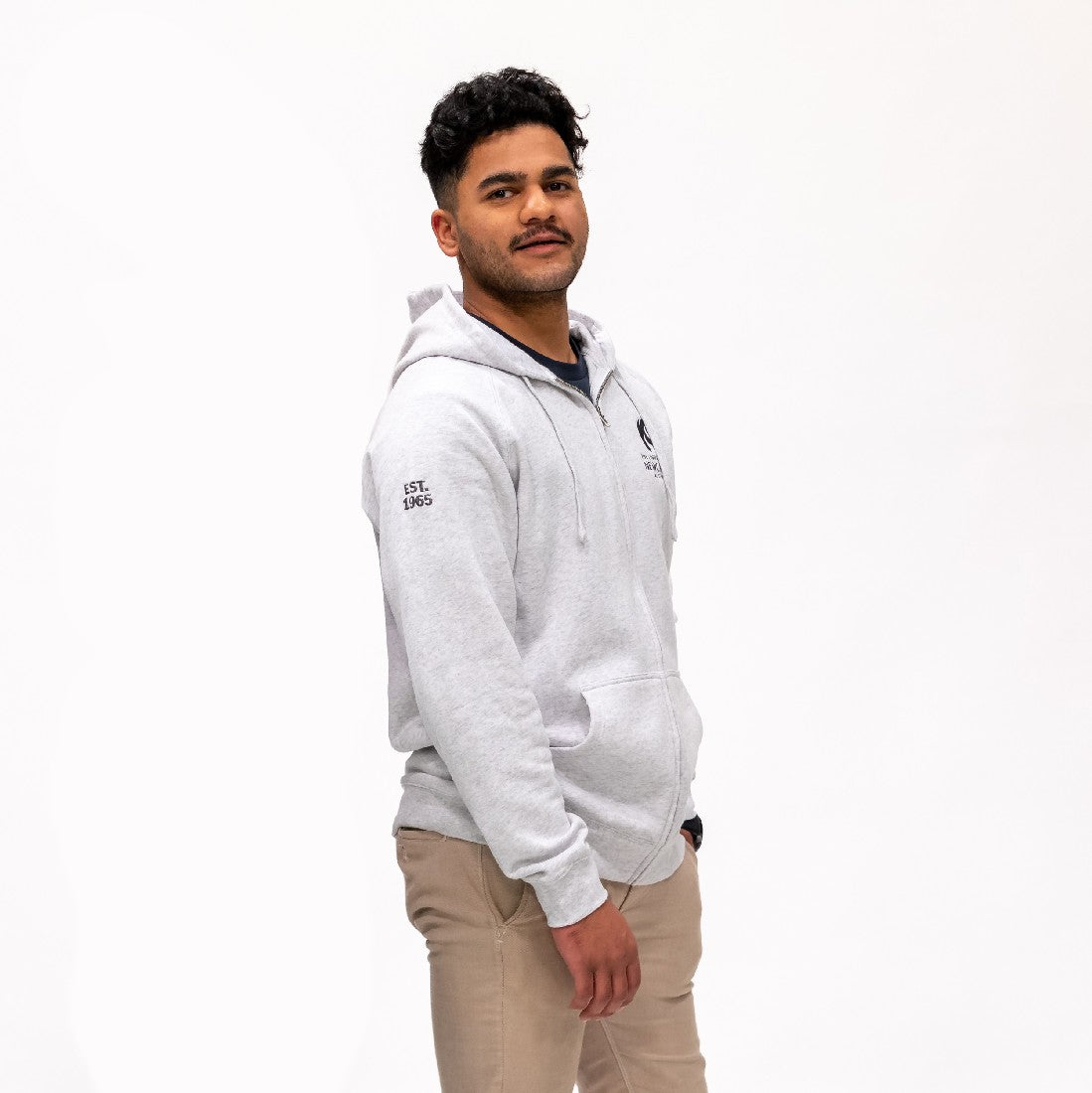 UNISEX EMBROIDERED ZIP POCKET - WHITE MARLE