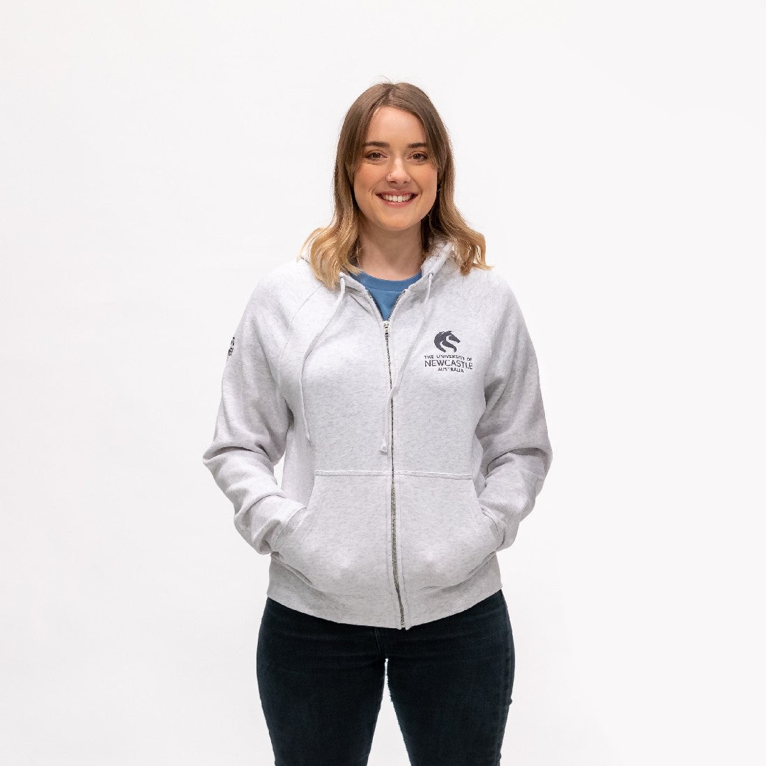 UNISEX EMBROIDERED ZIP POCKET - WHITE MARLE