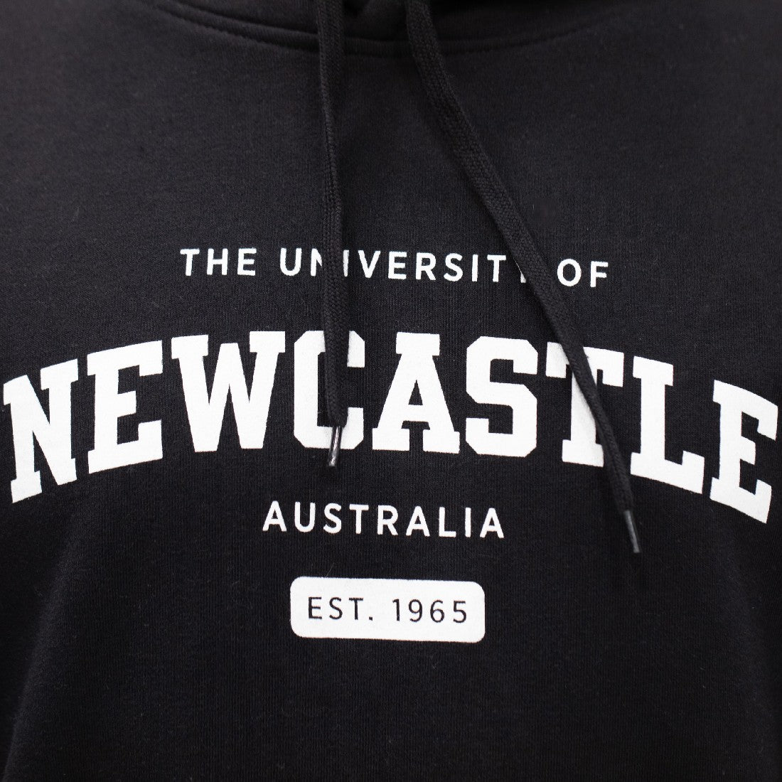UNISEX VARSITY PRINT HOODIE - BLACK