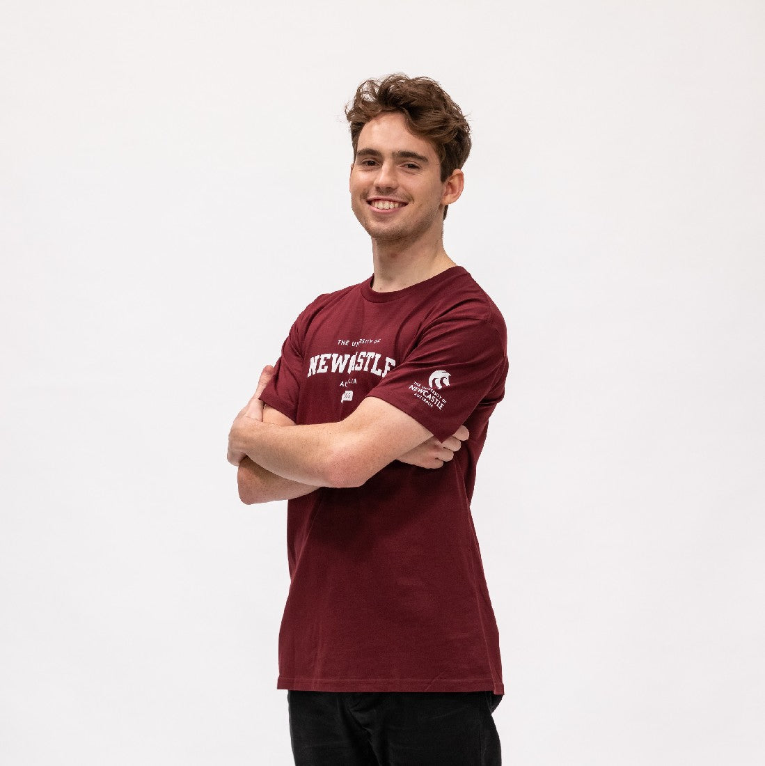 UNISEX VARSITY PRINT TEE - BURGUNDY