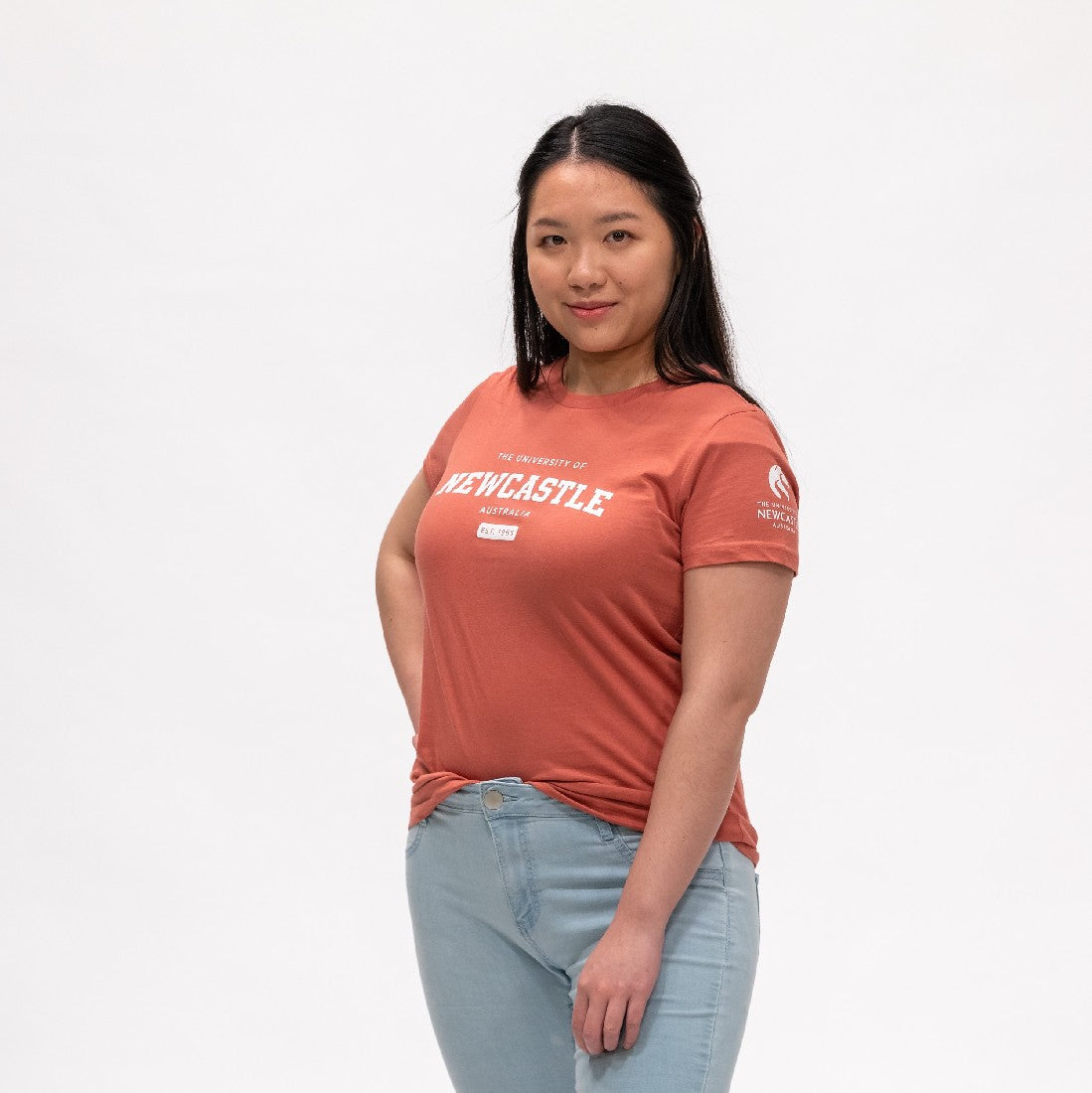 LADIES VARSITY PRINT TEE - CORAL