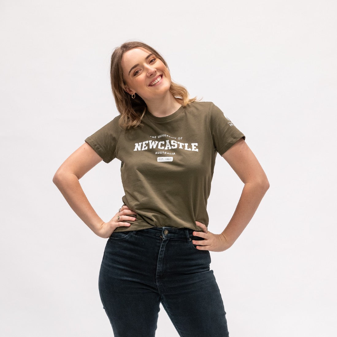 LADIES VARSITY PRINT TEE - ARMY