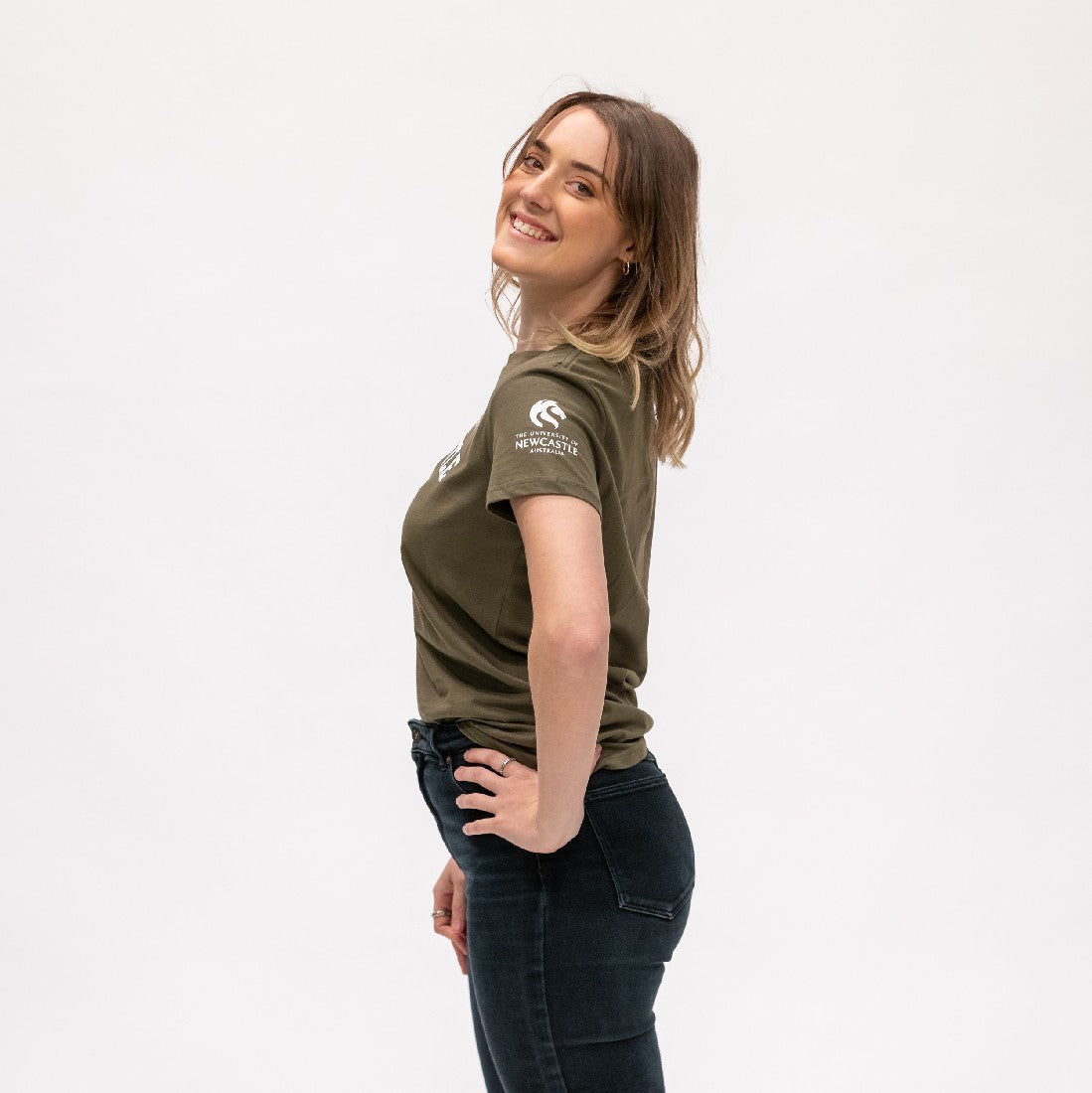 LADIES VARSITY PRINT TEE - ARMY