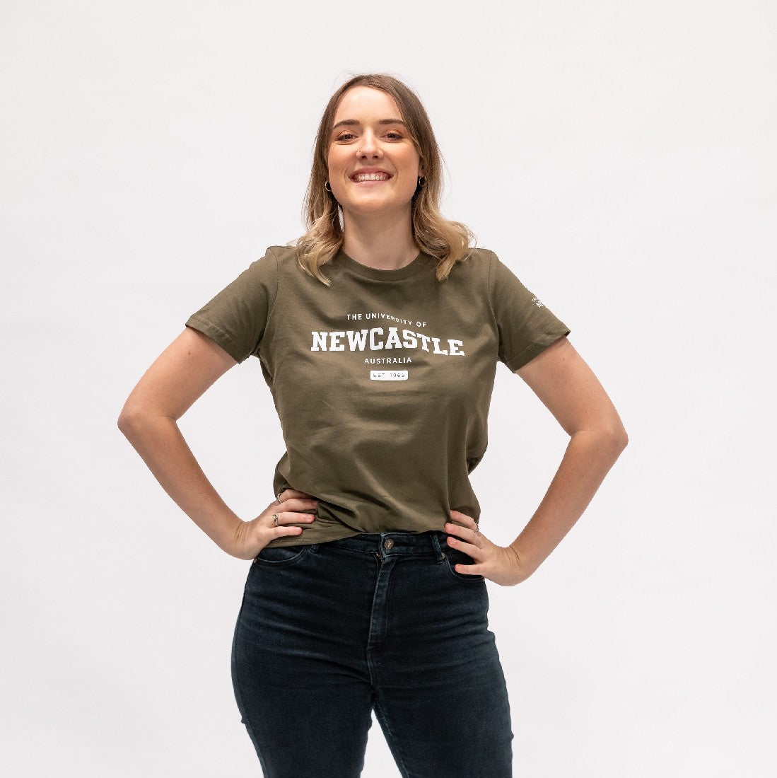 LADIES VARSITY PRINT TEE - ARMY