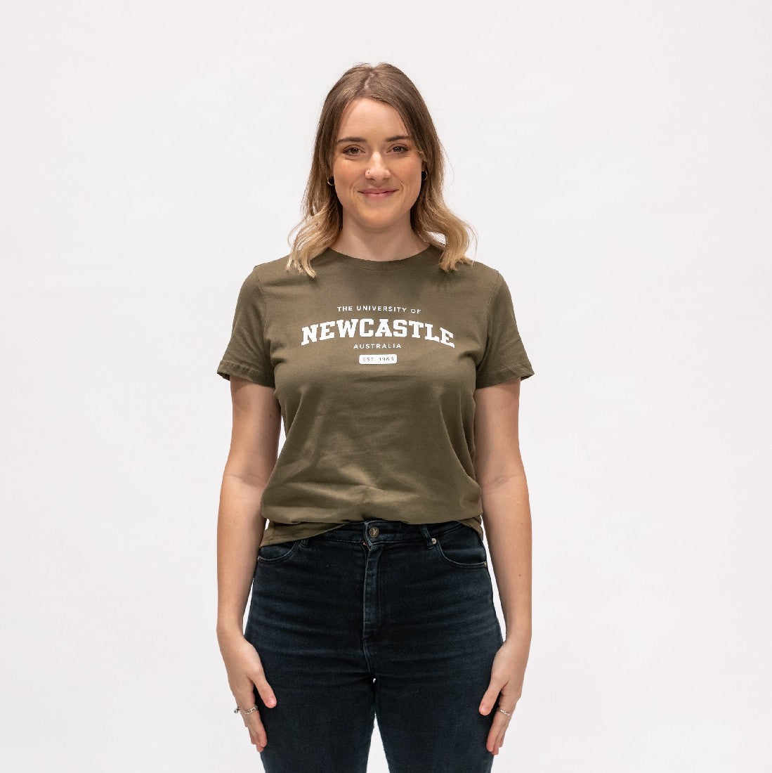 LADIES VARSITY PRINT TEE - ARMY