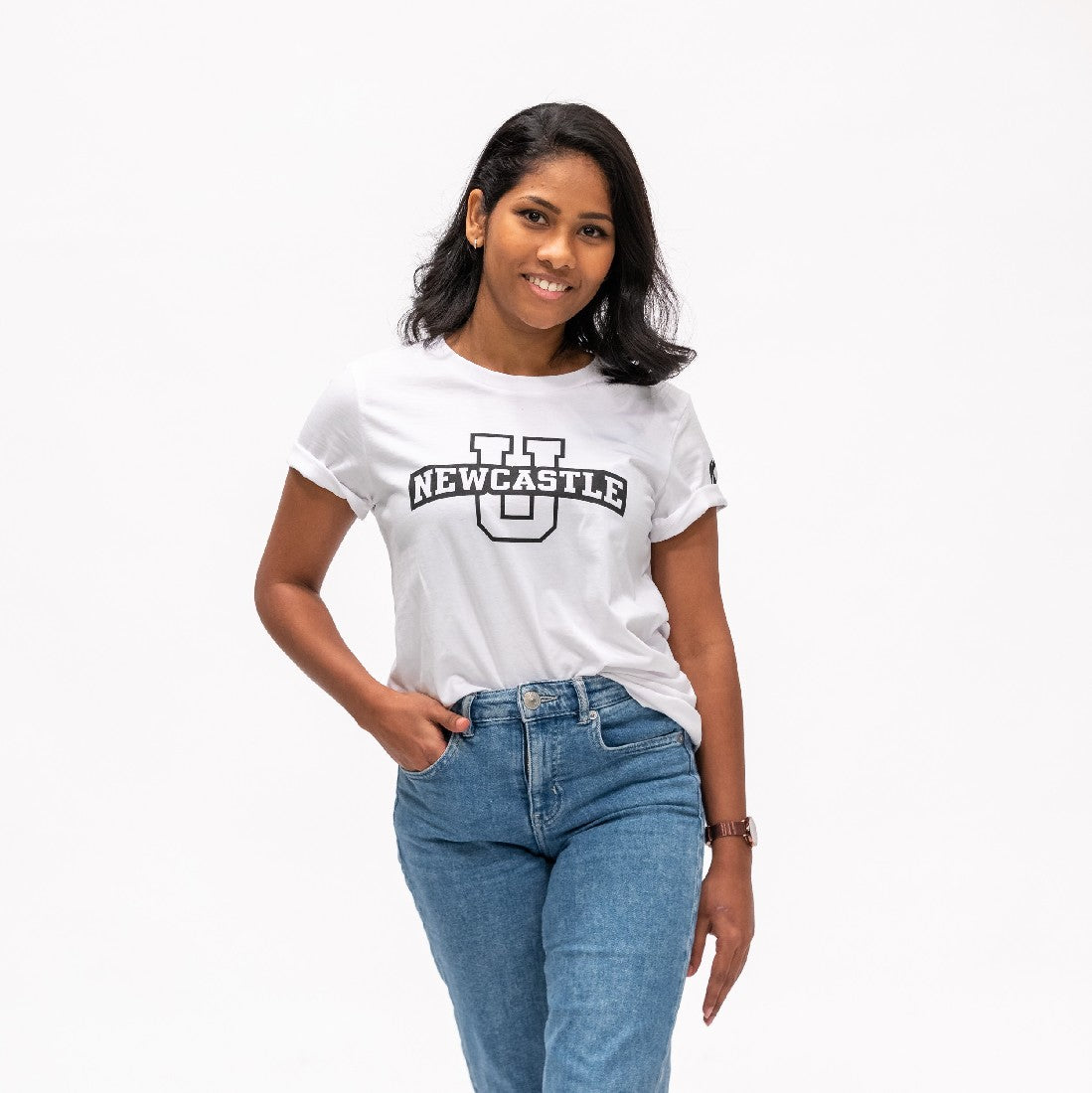 LADIES NEWCASTLE U PRINT TEE - WHITE