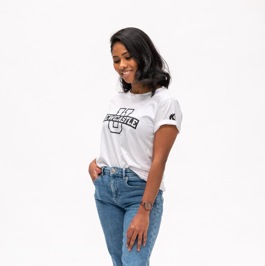 LADIES NEWCASTLE U PRINT TEE - WHITE