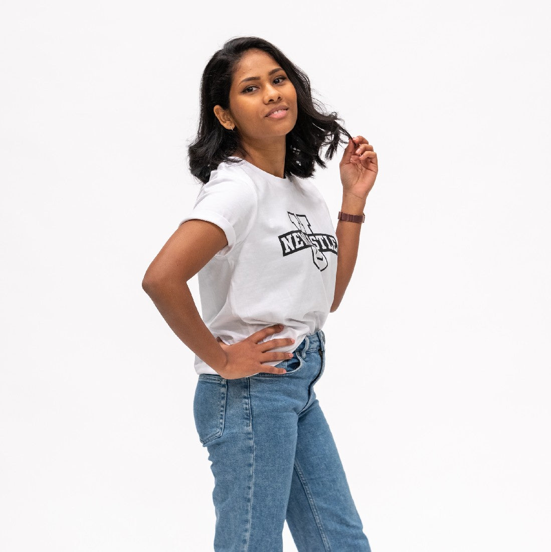 LADIES NEWCASTLE U PRINT TEE - WHITE