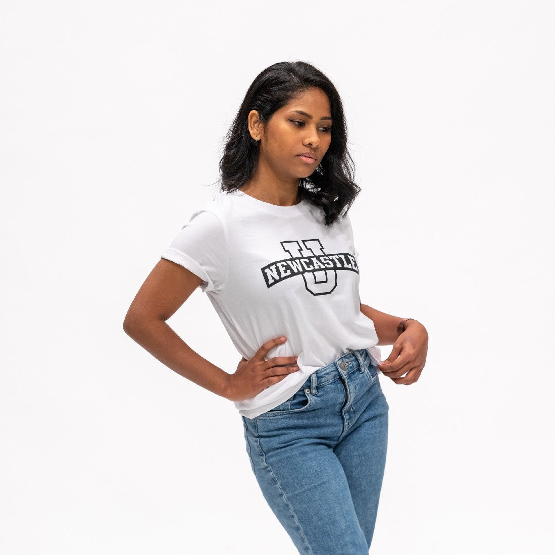 LADIES NEWCASTLE U PRINT TEE - WHITE