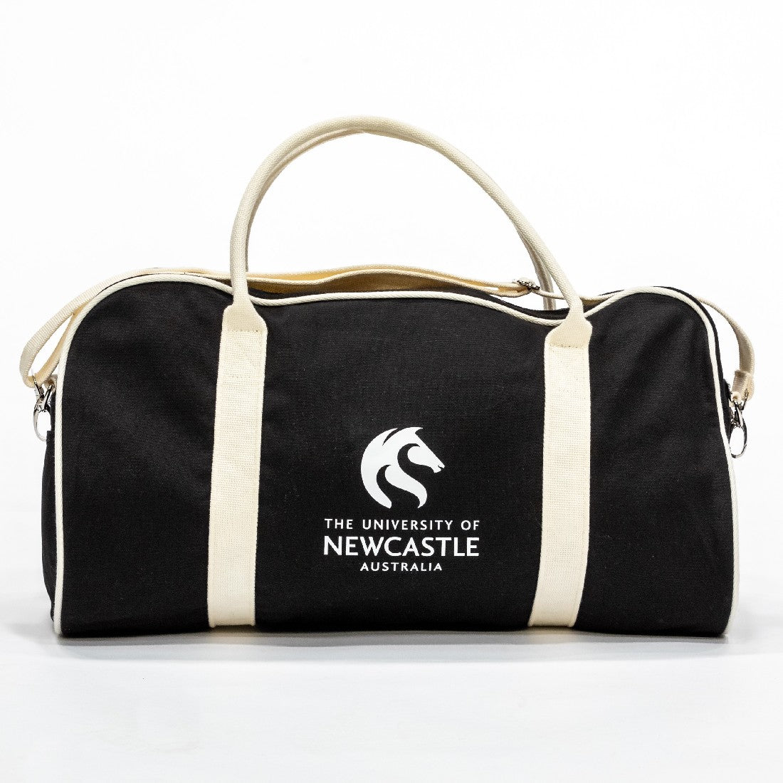 CONTRAST DUFFLE BAG - BLACK/NATURAL