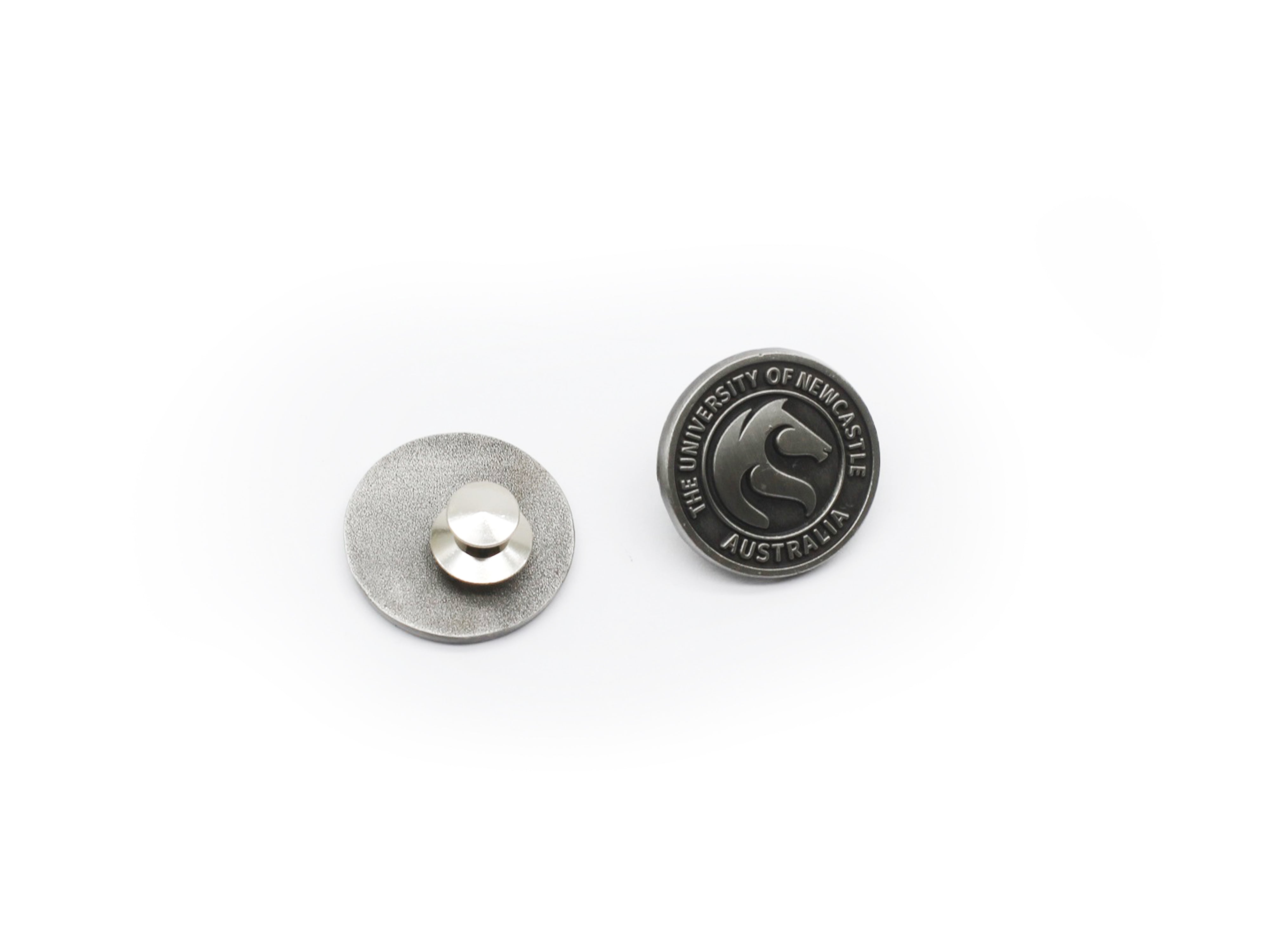 LAPEL PIN ROUND ANTIQUE PEWTER