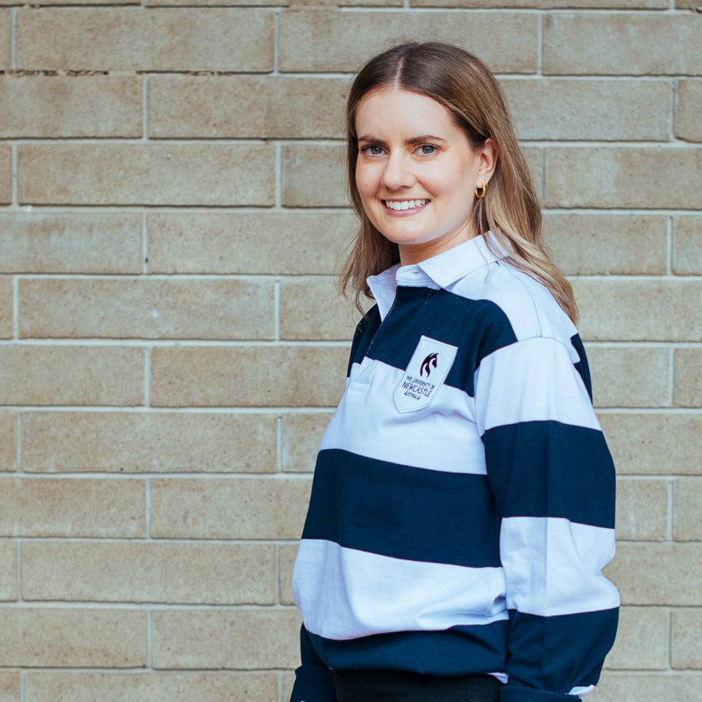 UNISEX STRIPE RUGBY JERSEY - WHITE/NAVY