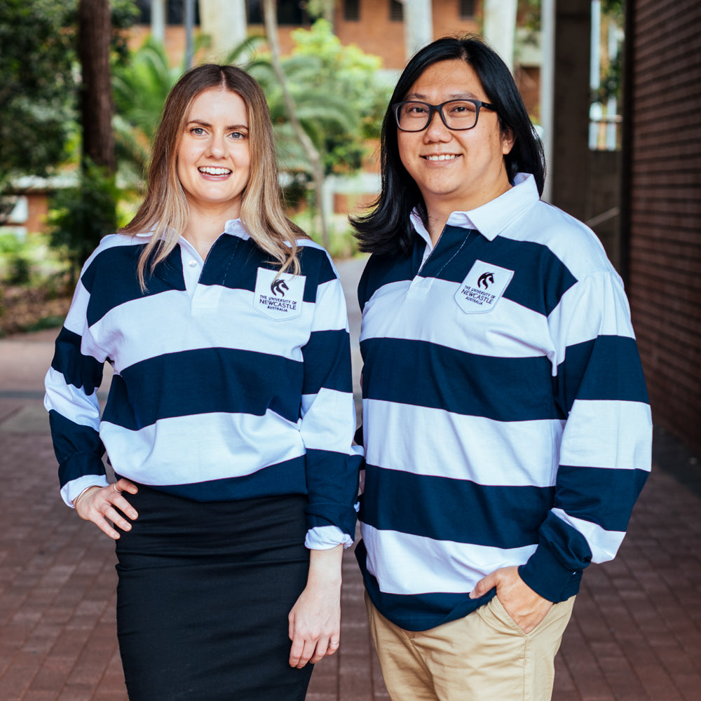 UNISEX STRIPE RUGBY JERSEY - WHITE/NAVY