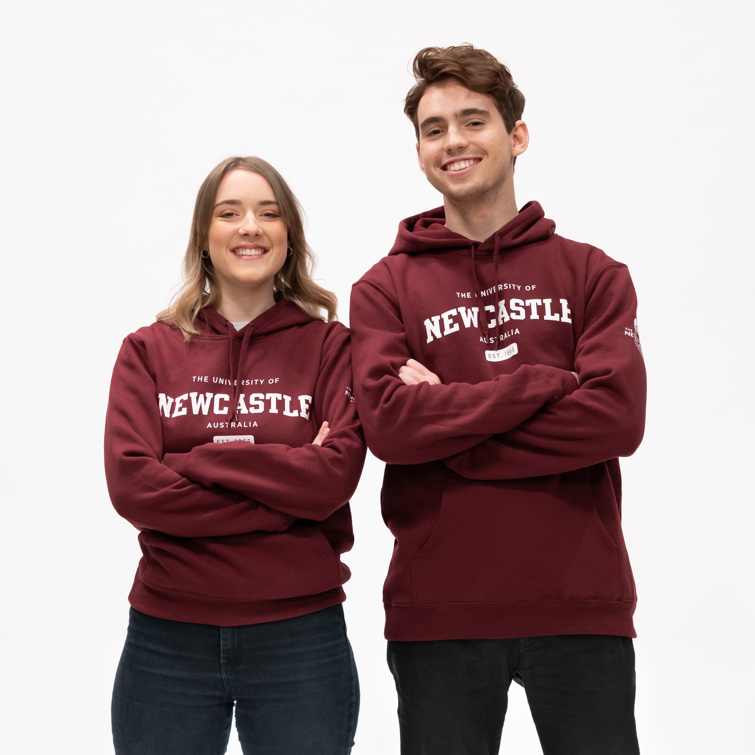 UNISEX VARSITY PRINT HOODIE - BURGUNDY