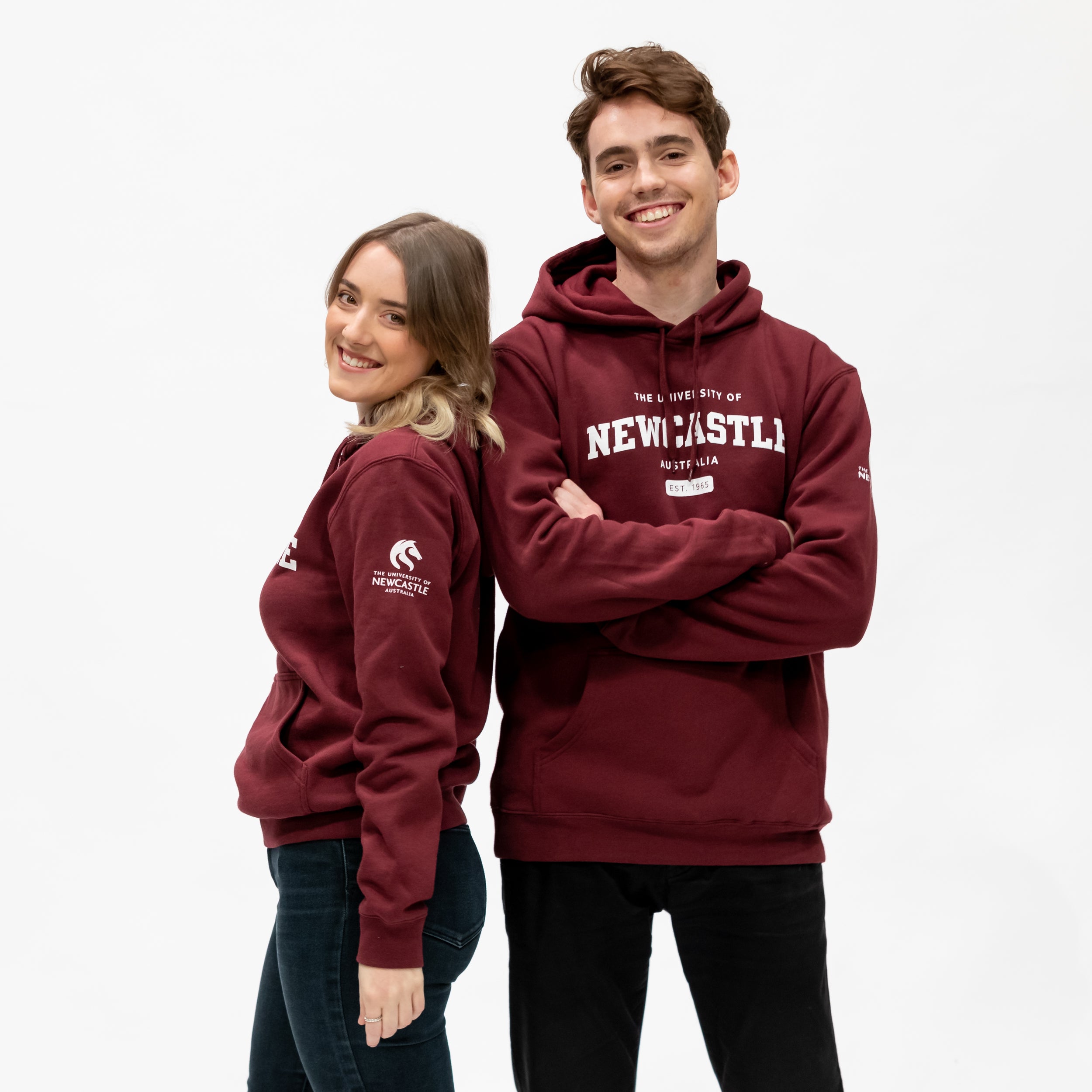 UNISEX VARSITY PRINT HOODIE - BURGUNDY