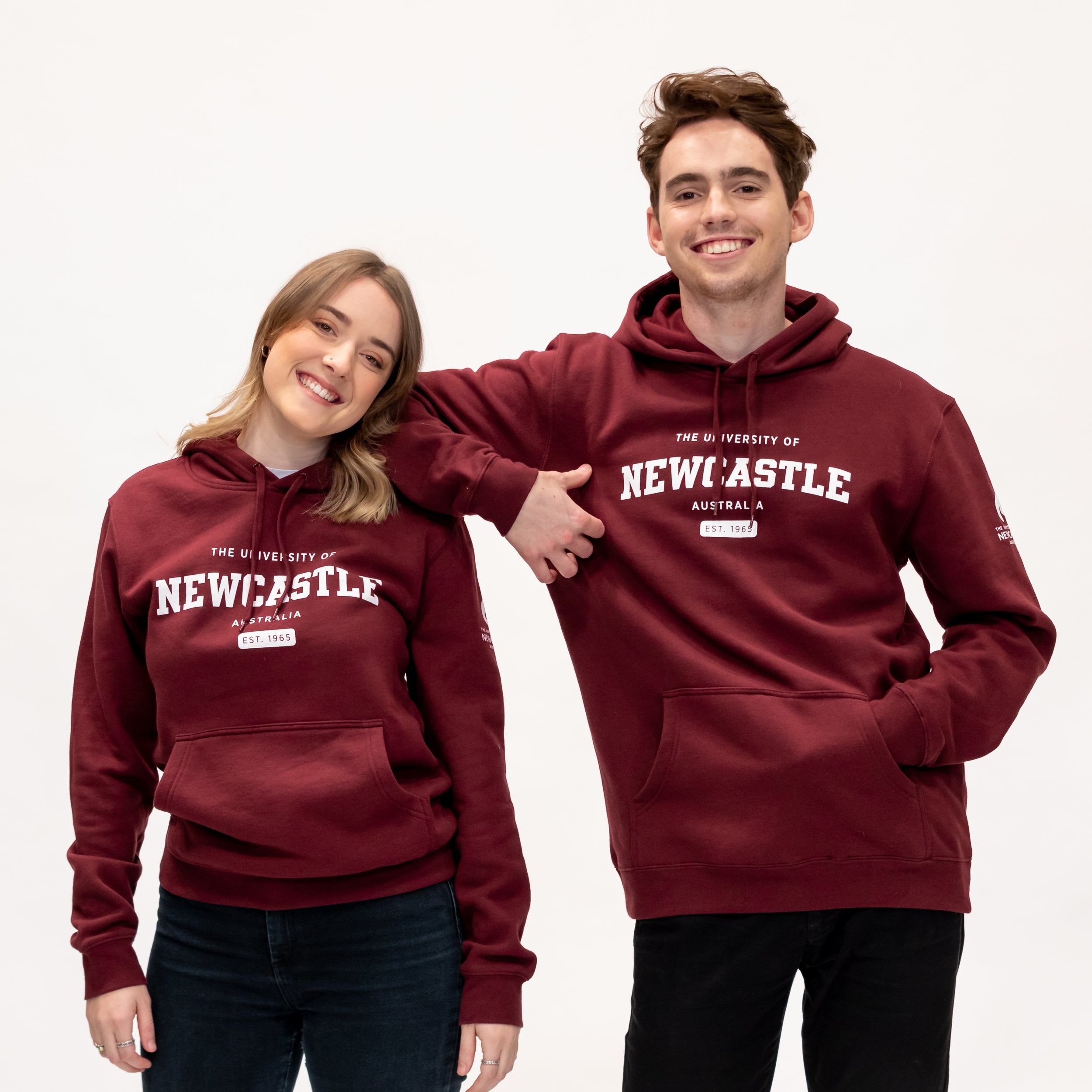 UNISEX VARSITY PRINT HOODIE - BURGUNDY