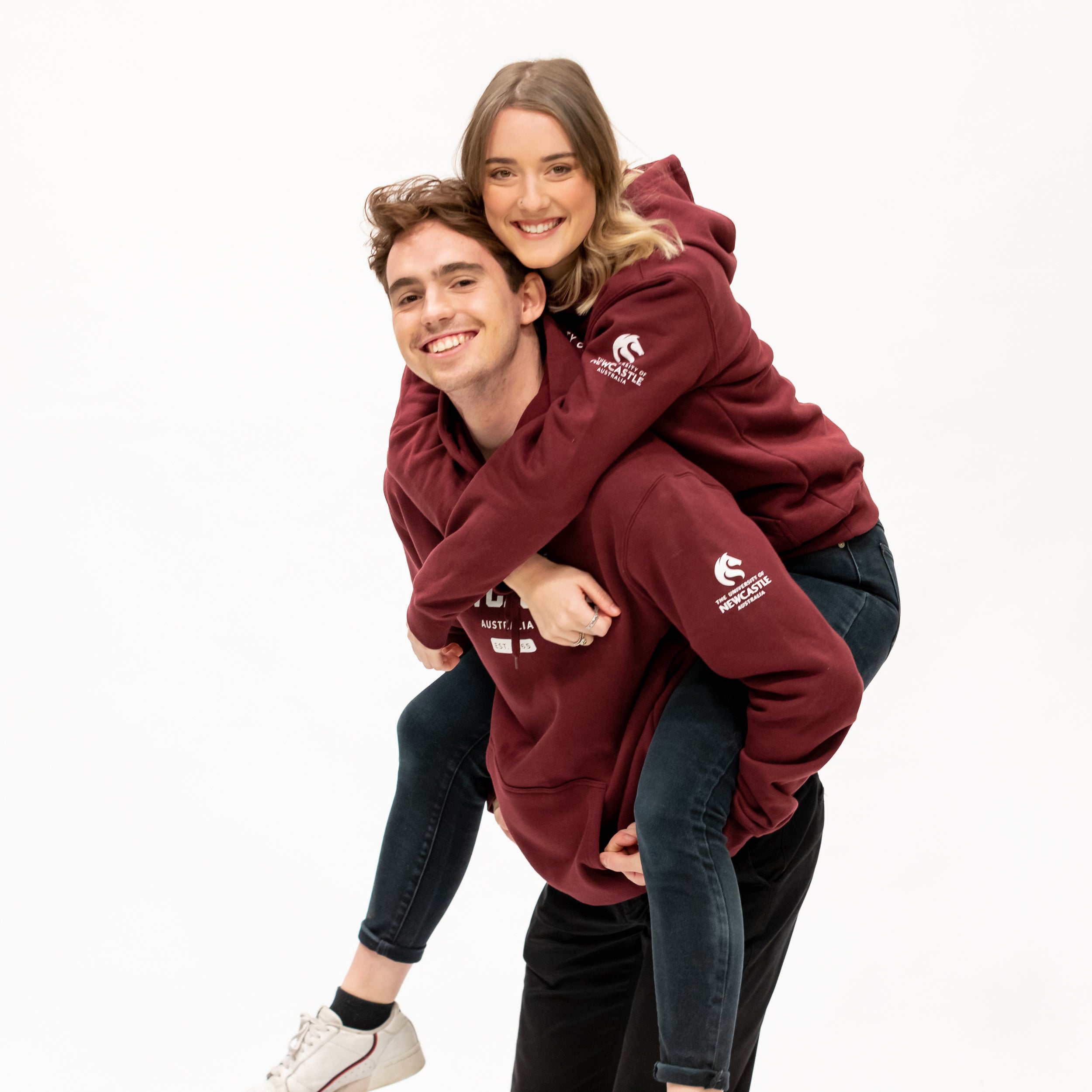 UNISEX VARSITY PRINT HOODIE - BURGUNDY