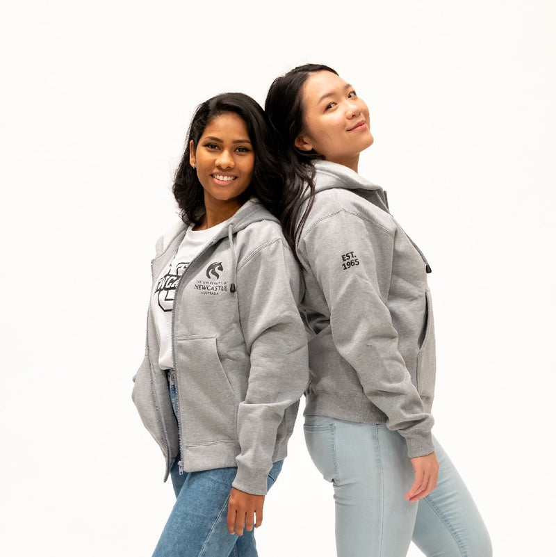 LADIES PRINT ZIP POCKET - GREY MARLE