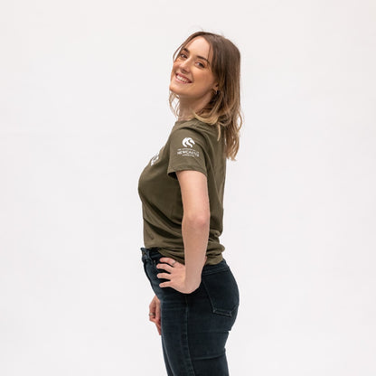 LADIES VARSITY PRINT TEE - ARMY