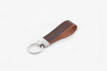 KEYCHAIN TAN LEATHER WITH MATT SILVER HARDWARE